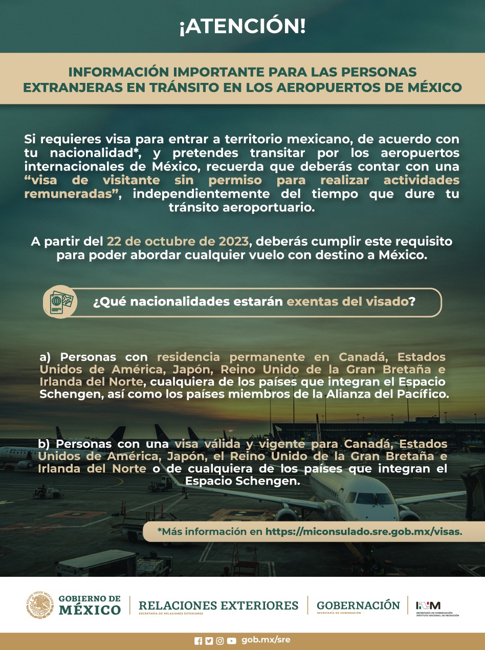 Important Information for Foreign National Transiting Through Mexico's Airports